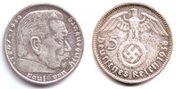 Drittes Reich 5 Reichsmark Paul von Hindenburg - mit Hakenkreuz