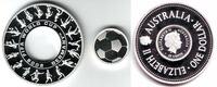 Australien 1 Dollar Fussball WM 2006 in Deutschland - Spielszenen mit Loch als Ballmotiv