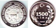Türkei 1500 Lira FAO - Ziege mit Jungem