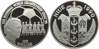 Niue 100 Dollars Fussball WM 1990 in Italien - Beckenbauer mit Team - mit Echtheitzertifikat