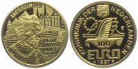 Niederlande 100 Euro - Goldmedaille Pieter Cornelisz Hooft (1581 - 1647) - Segelschiff - mit Echtheitszertifikat