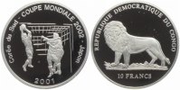 Kongo 10 Francs Fussball WM 2002 in Korea / Japan - Eckball