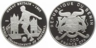 Benin 1000 Francs Fussball WM 1966 in Großbritannien - Spieler vor Tower Bridge