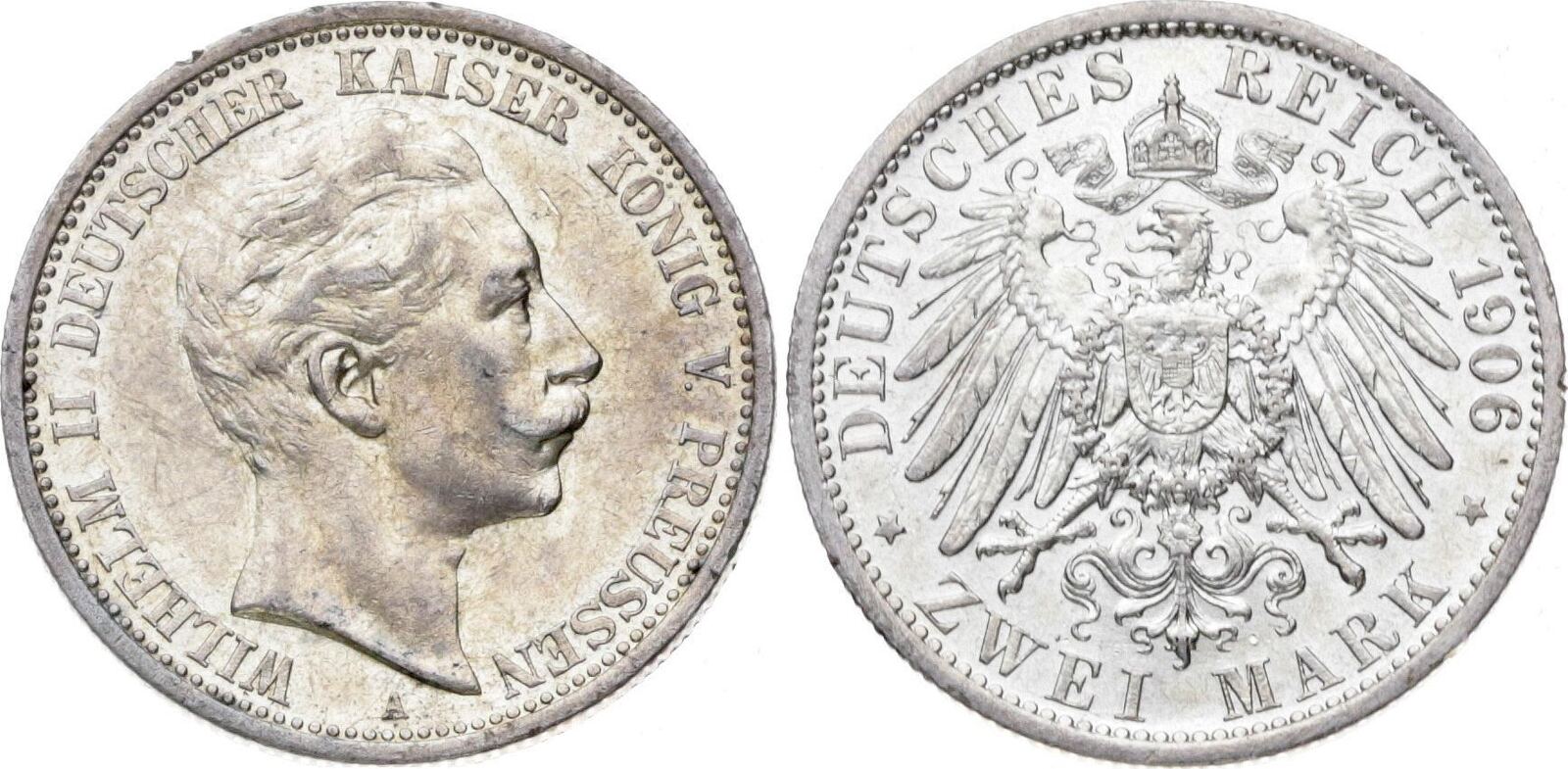 Preußen 2 Mark 1906 A Wilhelm II 1888 1918 Kl Randfehler fast