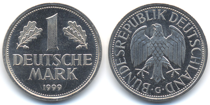 BRD 1 DM 1999 G Kupfer Nickel UNC MA Shops