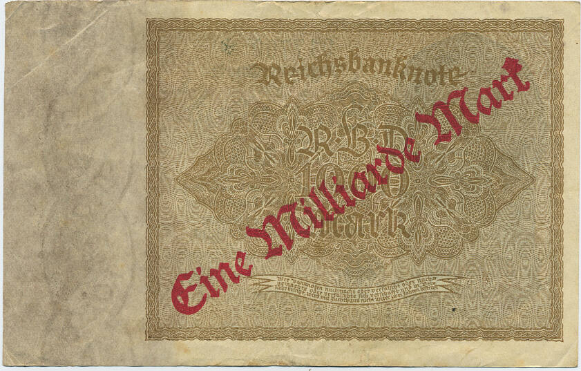 Deutsches Reich Inflation 1919 1924 1 Milliarde Mark 1923 Rosenberg Nr