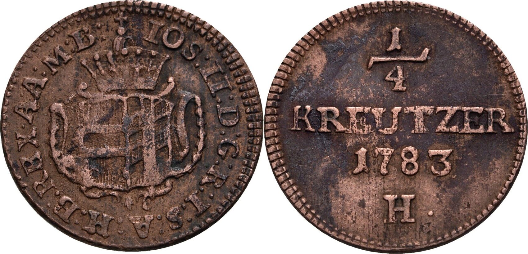 Habsburg Markgrafschaft Burgau 1 4 Kreuzer H Günzburg 1783 Josef II