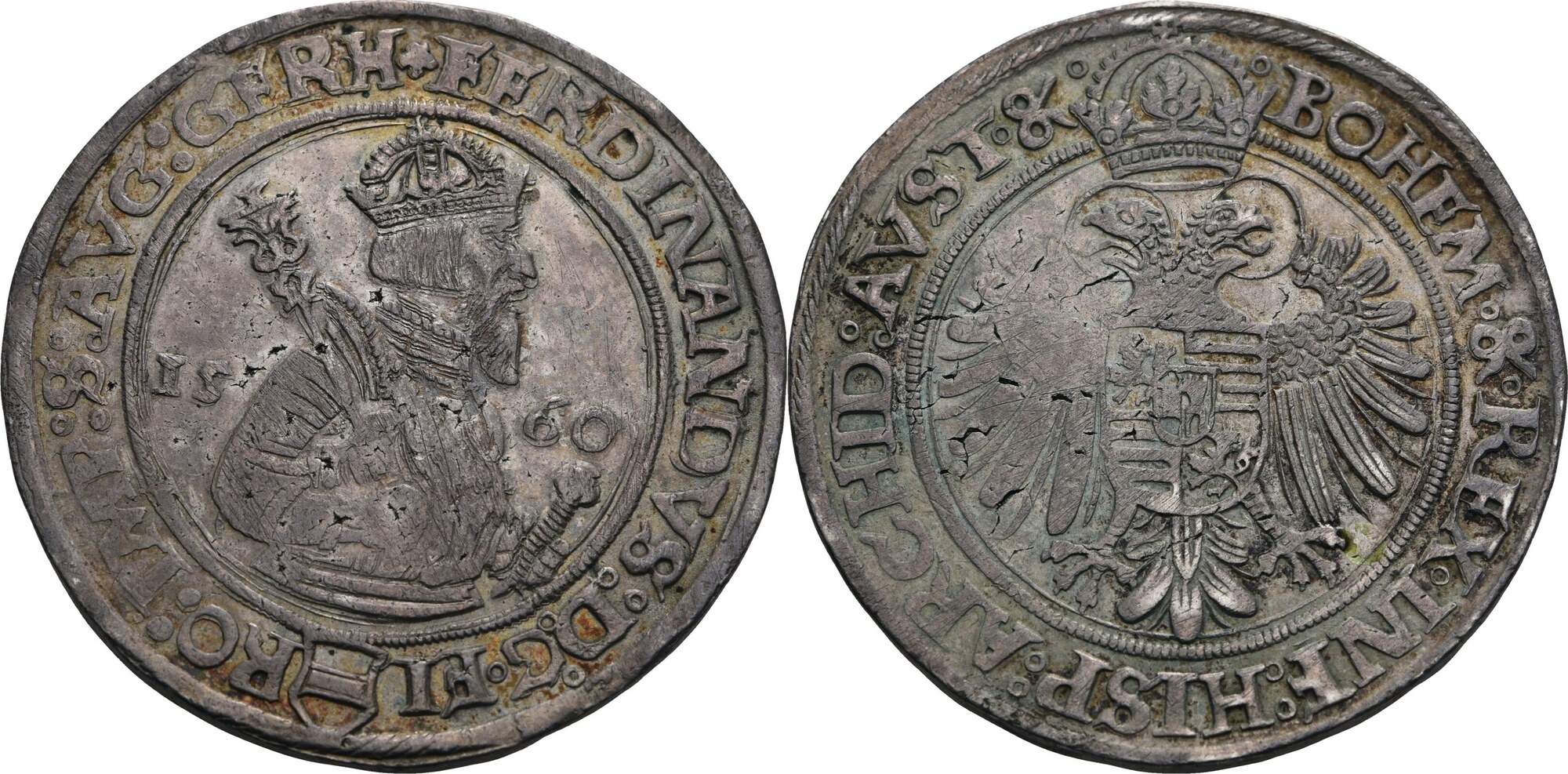 Habsburg Taler Joachimsthal 1560 Ferdinand I 1522 1564 VF Winz