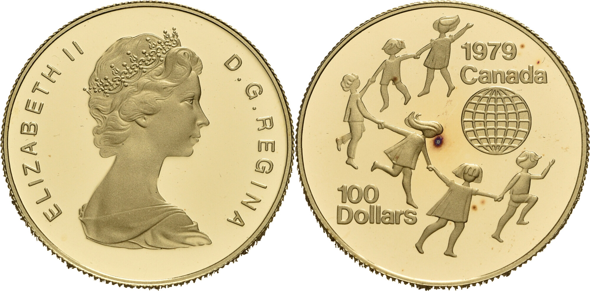 Kanada 100 Dollar 1979 Elisabeth II 1952 2022 Proof Kl Flecken MA Shops