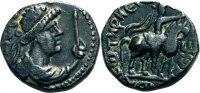 Kushan, Soter Megas (ca. 95-105 n.Chr.) Æ-Tetradrachme
