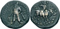 Kushan, Vima Kaddhises (ca. 166-230 n. Chr.) Bronze (Æ-Tetradrachme, Kapisa (?))