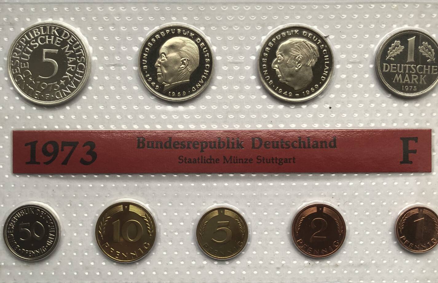 Bundesrepublik Deutschland 10 68 DM 1973 F Kursmünzensatz mit 5 DM