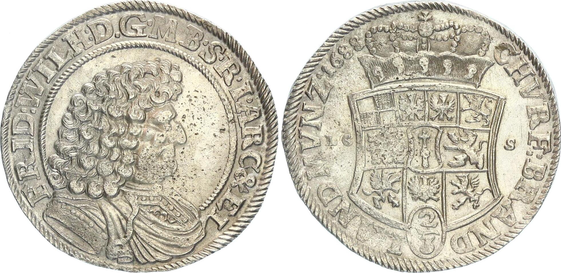 Brandenburg Preußen 2 3 Taler 1688 LCS Berlin Friedrich Wilhelm der