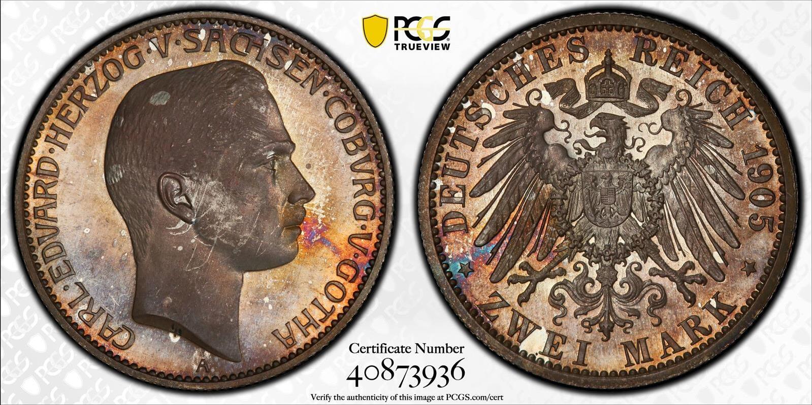 Sachsen Coburg Gotha Mark A Carl Eduard Pcgs Pr