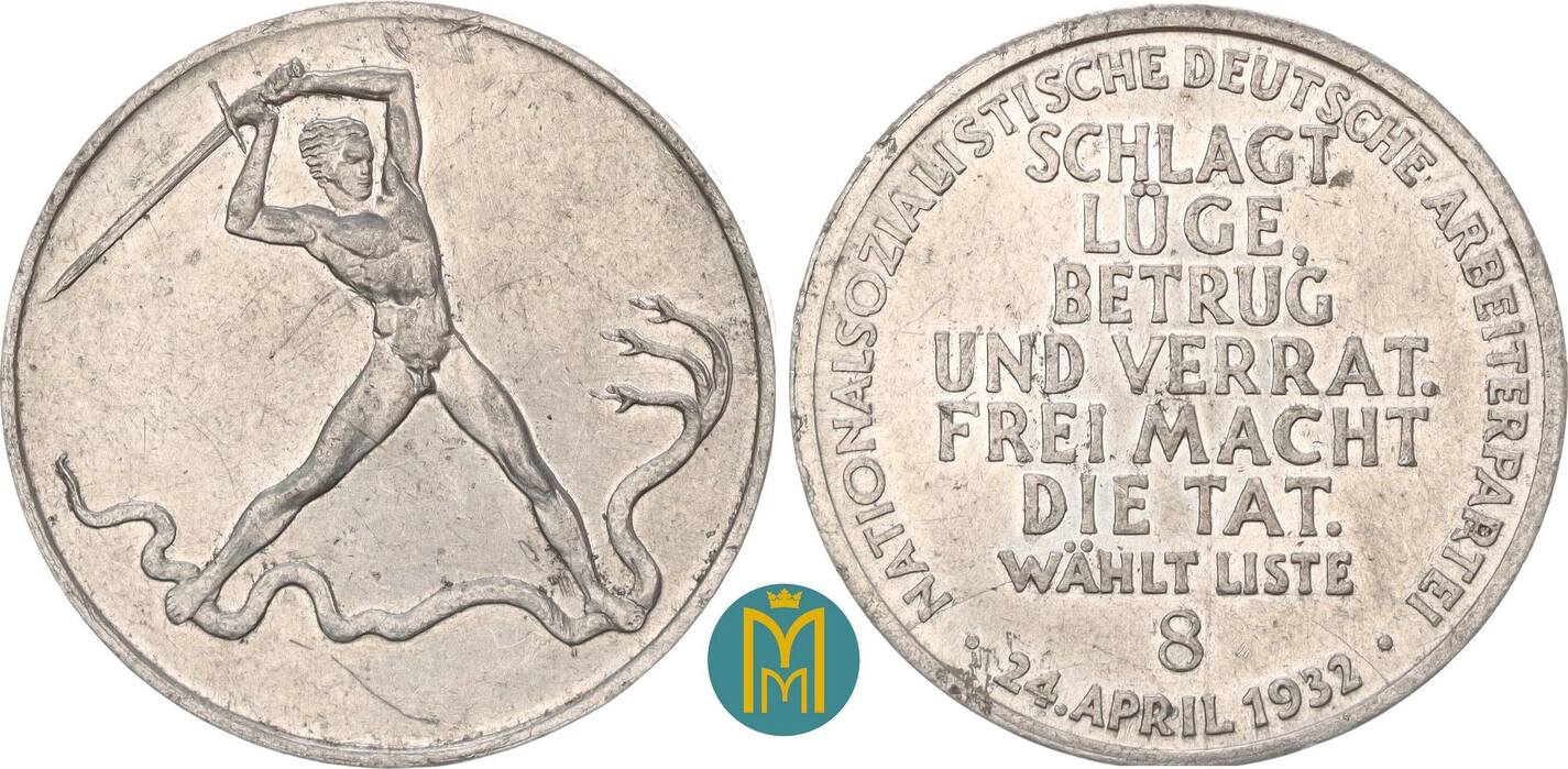 3 Reich Medaille 1932 VF EF MA Shops