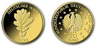 Bundesrepublik Deutschland 20-Euro-Goldmünze BRD: 20 Euro Gold 2010 Deutscher Wald Eiche