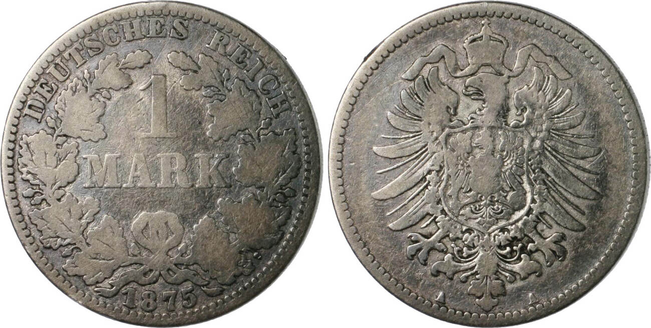 Kaisserreich Kleinmünzen 1 Mark 1875 A s MA Shops