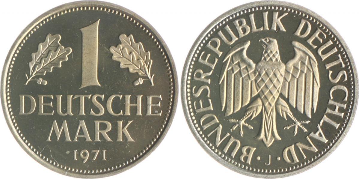 1 deutsche mark (dm) 1971 j bundesrepublik deutschland - brd