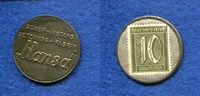 Deutschland/Frankfurt/M., 10 Pfennig Briefmarken-Kapselgeld, Schuh-Iinstandsetzungs-Fabrik "Hansa",