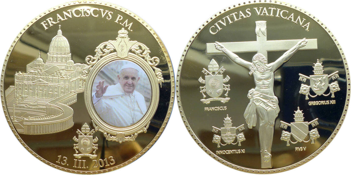 Vatikan Gigant Medaille Papst Franziskus 13 III 2013 Proof MA Shops