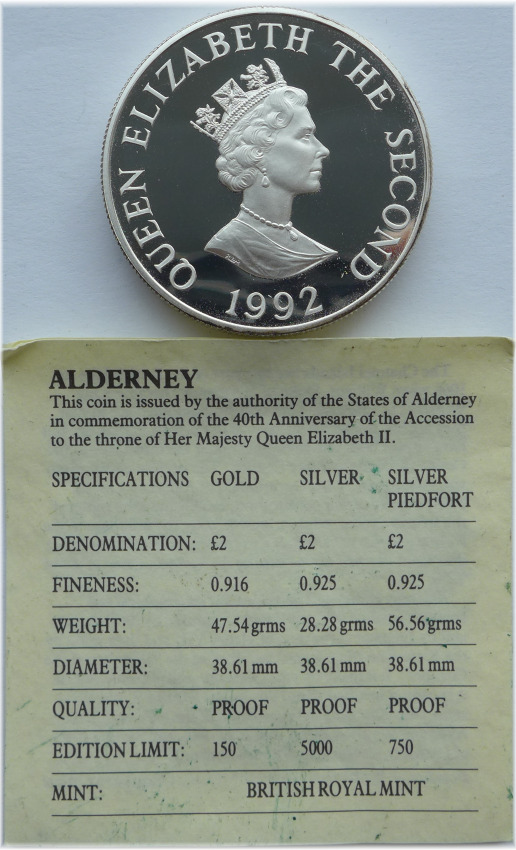 Alderney 2 Pounds 1992 40 Jahrestag Der Thronbesteigung Von Elisabeth