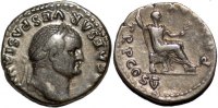 Roman denarius Vespasian AR denarius emperor seated right
