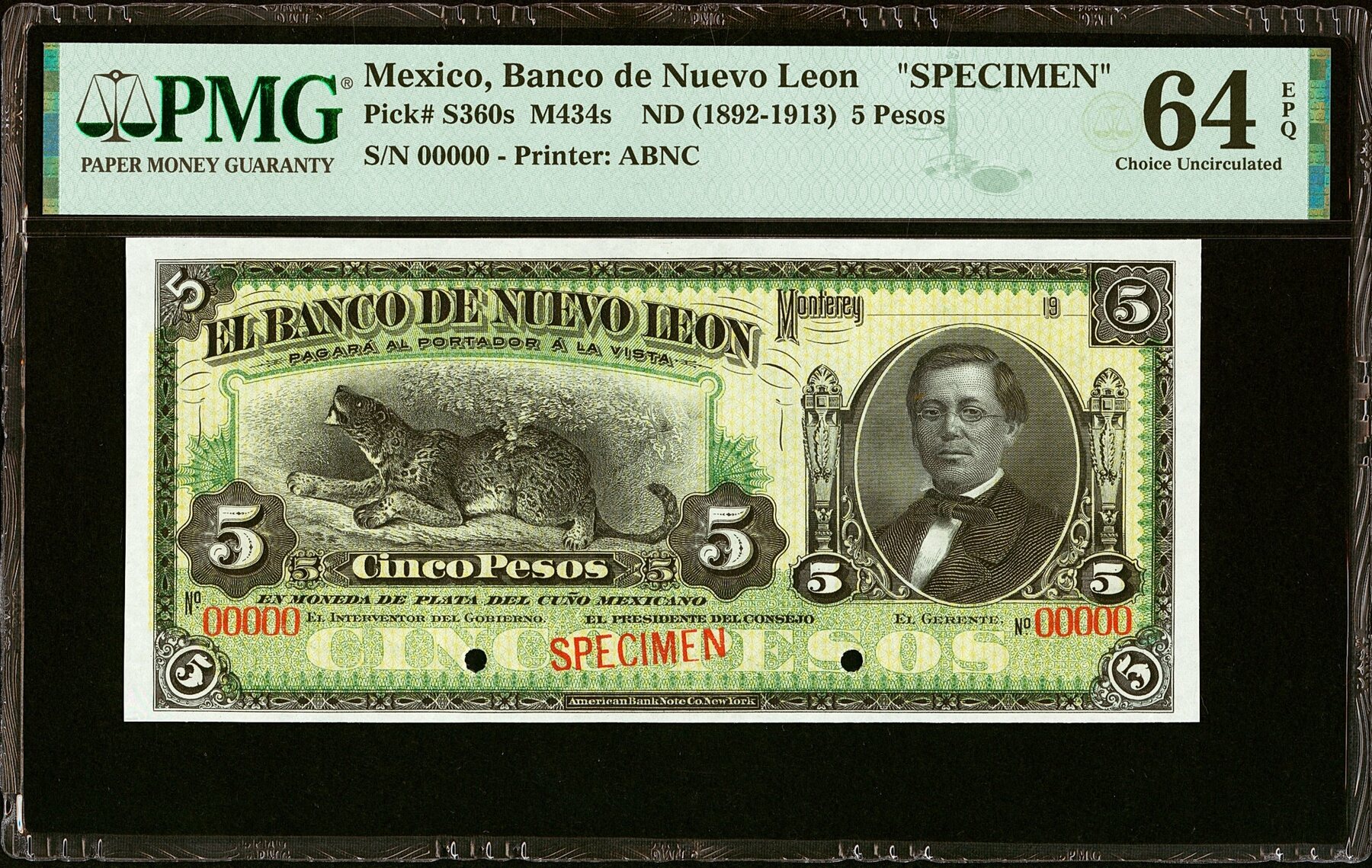 Mexico Pesos Nd Specimen Pick S S M S Ch Unc Pmg