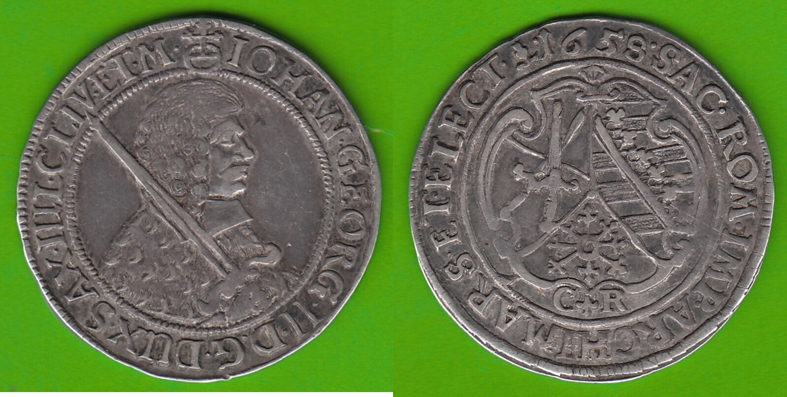 Sachsen 1 4 Taler 1658 Johann Georg II 1656 1680 Sehr Selten VF