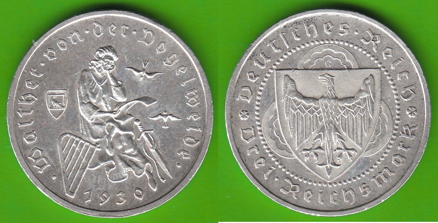 Weimarer Republik 3 Reichsmark 1930 G Walther Von Der Vogelweide