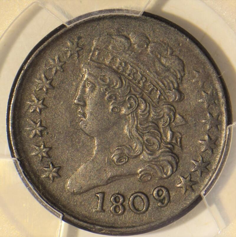 USA 1809 6 Classic Head Half Cent 9 Over Inverted 9 PCGS XF 45 Old 9