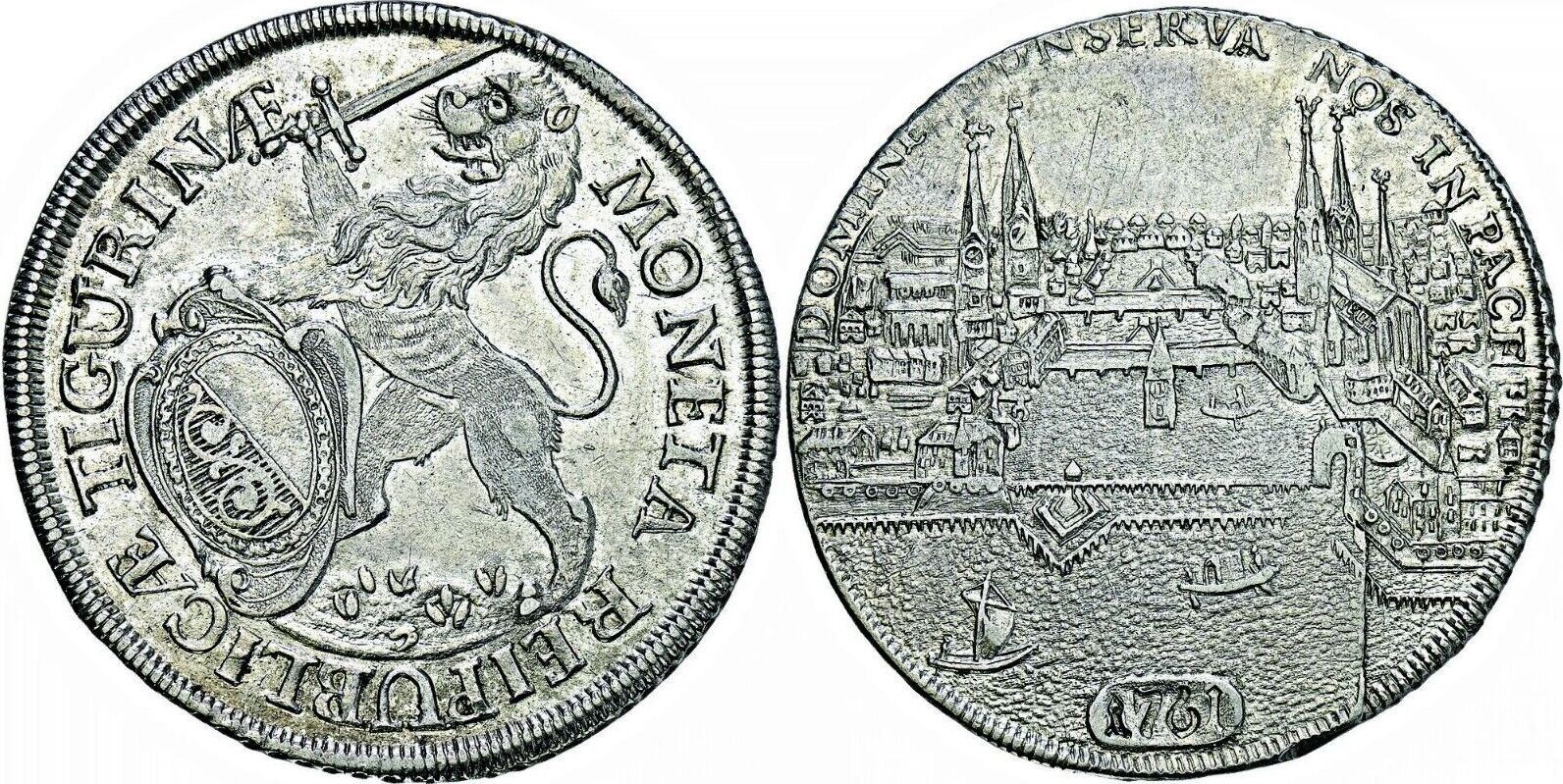 1 Taler 1761 Zurich Silver Aunc Unc City View Thaler Switzerland MA Shops