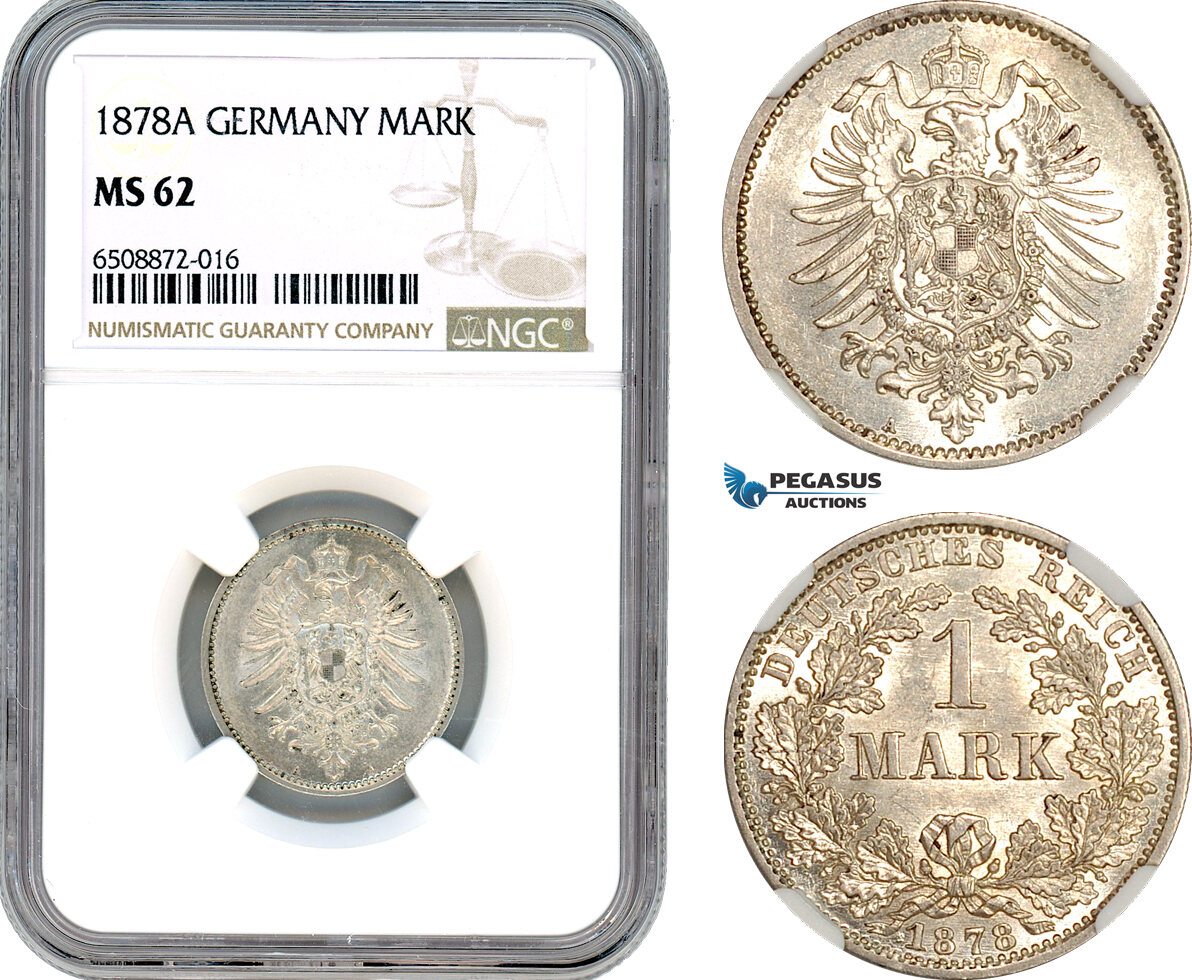 Germany 1 Mark 1878 NGC MS62 MA Shops