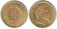Frankreich 10 Francs Napoleon III. Gold 10 Francs 1866 BB, Strassburg