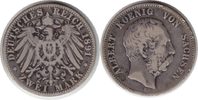 Kaiserreich 2 Mark Sachsen Albert 2 Mark 1891 E