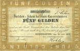 GERMANY Allemagne, Kaiserslautern Stadt, Darlehenscheine, billet, 5 gulden 31.7.1870