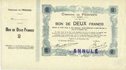 FRENCH EMERGENCY NOTES Feignies (59), billet, 2 francs du 31.12.1914, avec souche