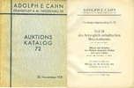 NUMISMATIC BOOKS Cahn A., Francfort. Vente aux enchères n° 72, du 30.11.1931