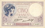 NOTES OF THE BANQUE DE FRANCE Banque de France. Billet. 5 francs violet, 20.10.1932