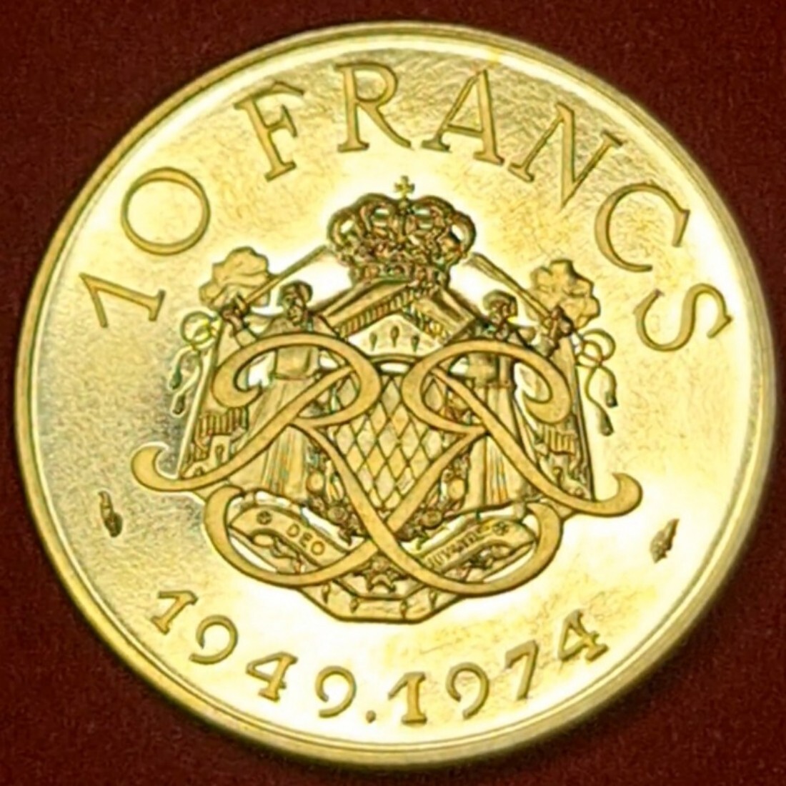 Monaco 10 Francs Goldmünze 1974 Gold Probe Essai Rainier III 25