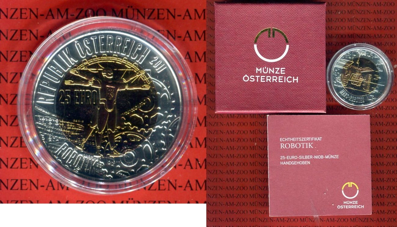 Sterreich Euro Niob Niob Robotik Bimetall Bu With Box Coa