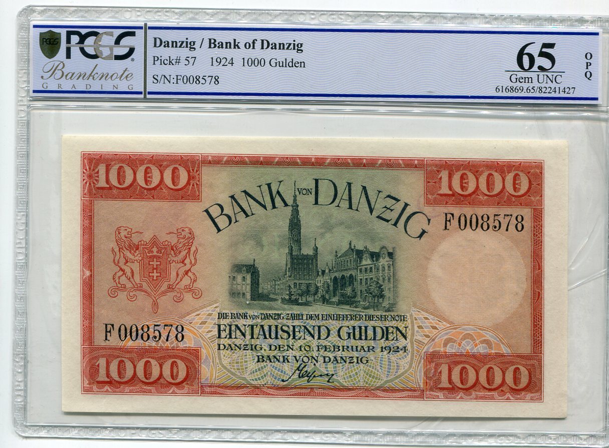 Danzig Freie Stadt Gulden Zertifiziert I Pcgs Gem Unc Opq