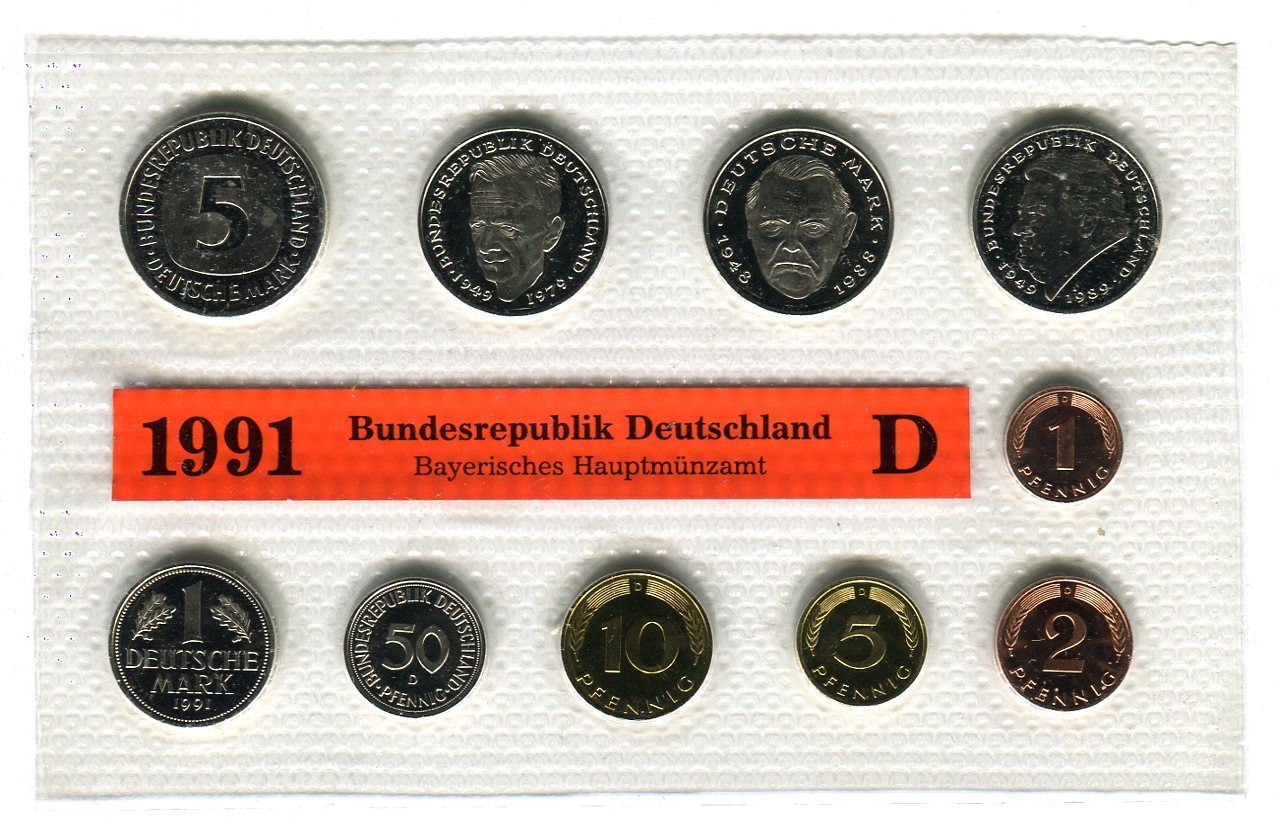 Bundesrepublik Deutschland DM Kursmünzensatz 1991 D KMS BU coinset MA