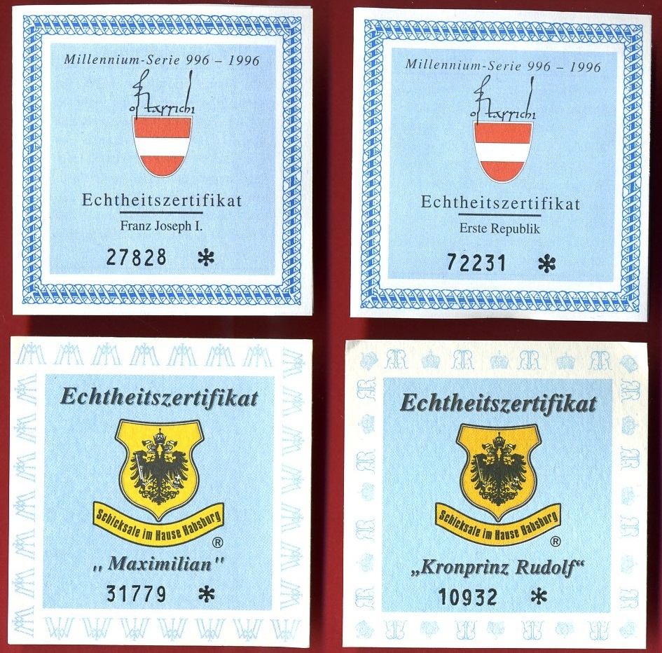 Österreich 4 x 100 Schilling Lot 1994 1997 Silbermünzen Lot Franz