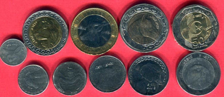 Algerien 1 Centime 200 Dinare div Jahre Kursmünzen 10 Münzen lose ss