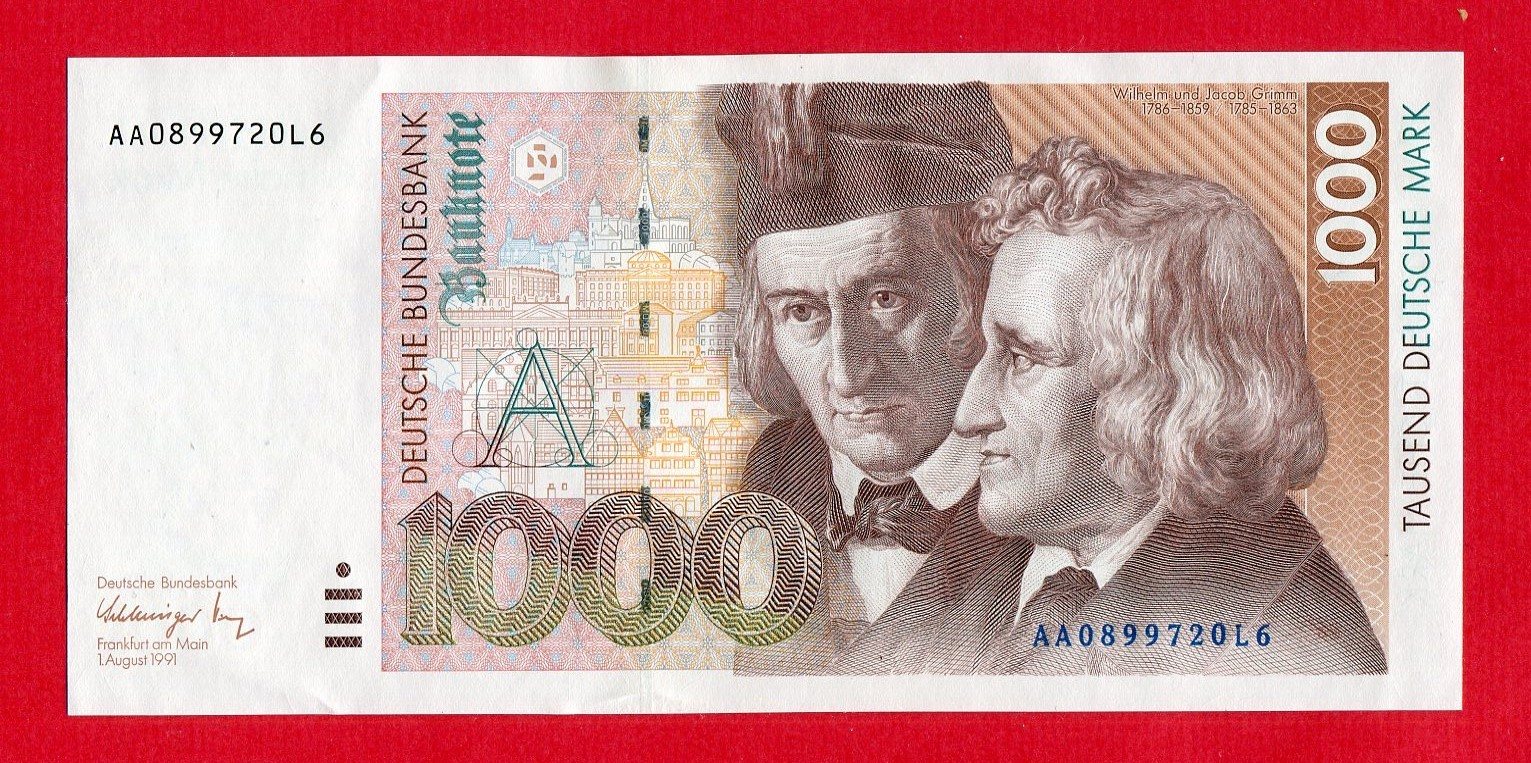 BRD Deutsche Bundesbank 1000 DM Deutsche Mark 1991 Gebrüder Grimm