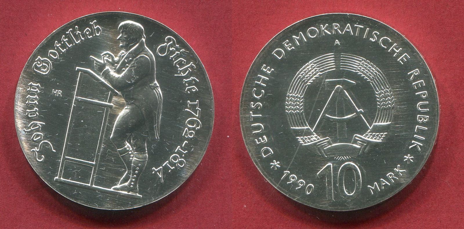 Deutsche Demokratische Republik DDR 10 Mark Silber 1990 Fichte Unc