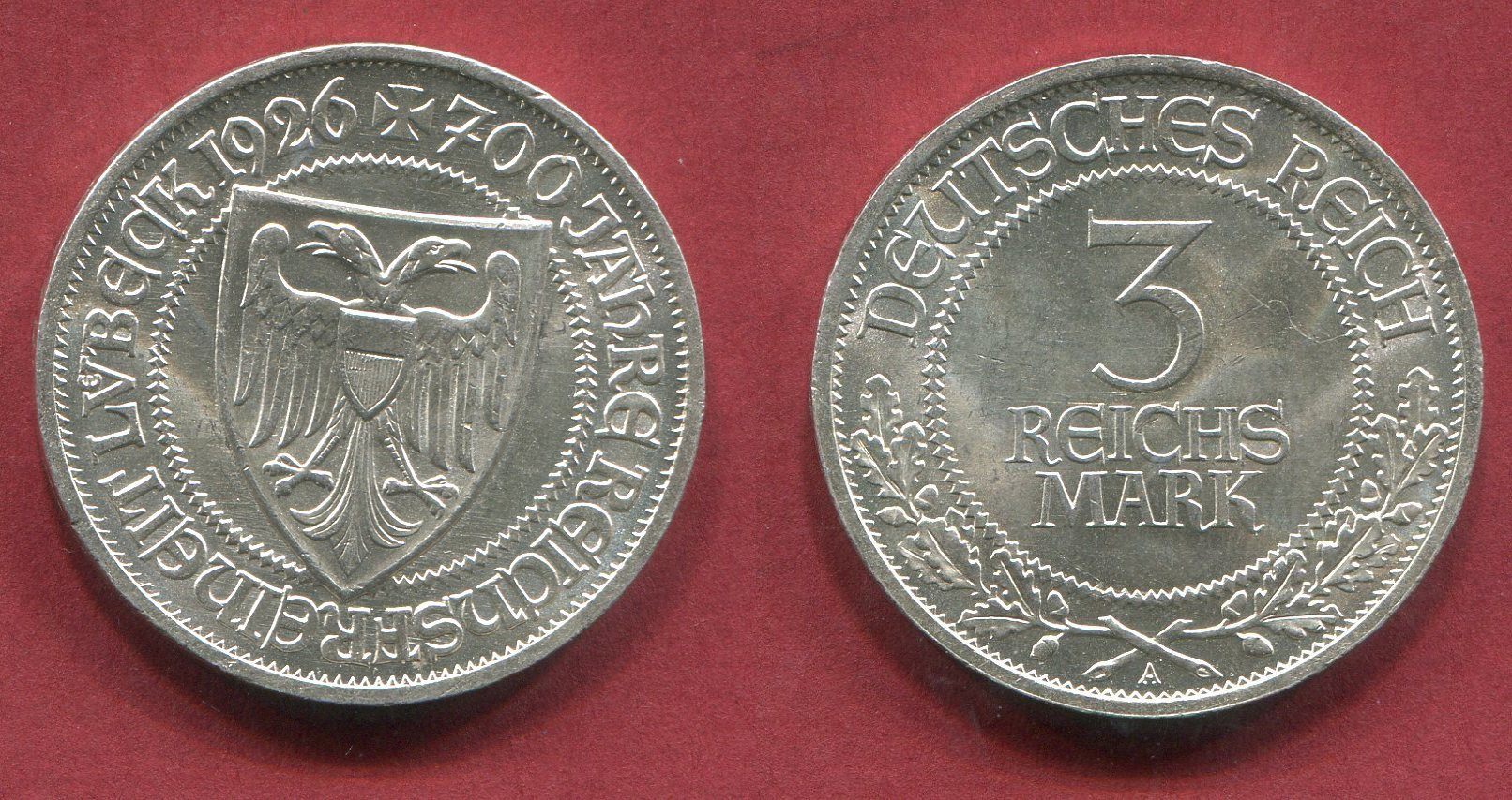 Weimarer Republik Deutsches Reich 3 Mark Silber Gedenkmünze 1926 A 700