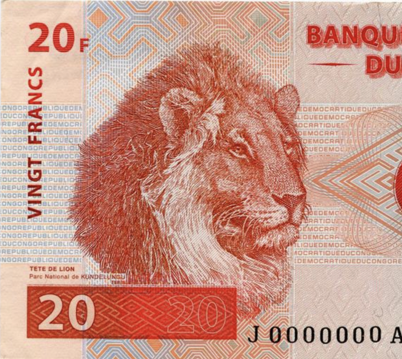 Demokratische Republik Kongo Congo 20 Francs 1997 Specimen 000