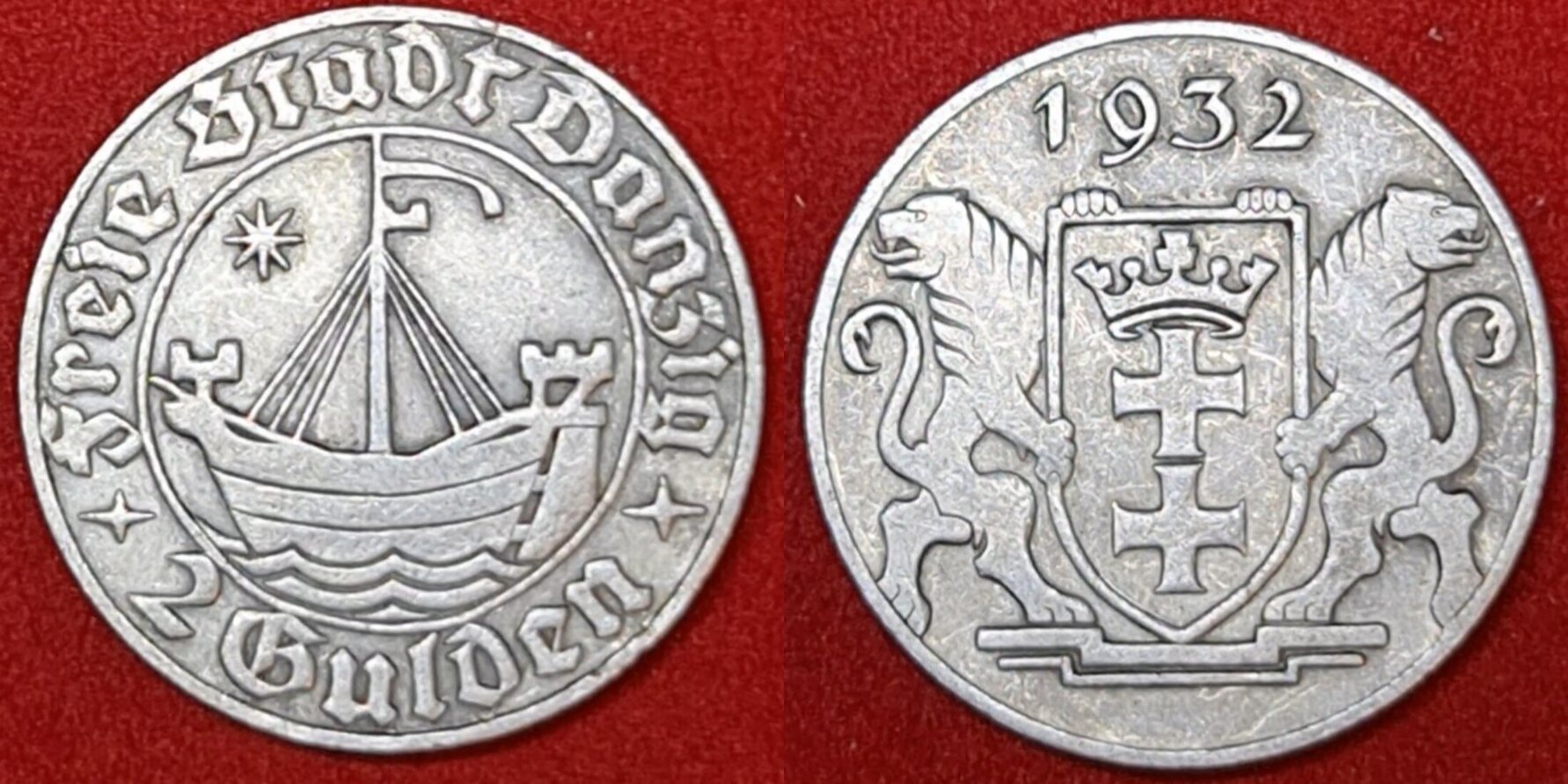 Danzig Freie Stadt Free City 2 Gulden 1932 Kogge sehr schön MA Shops