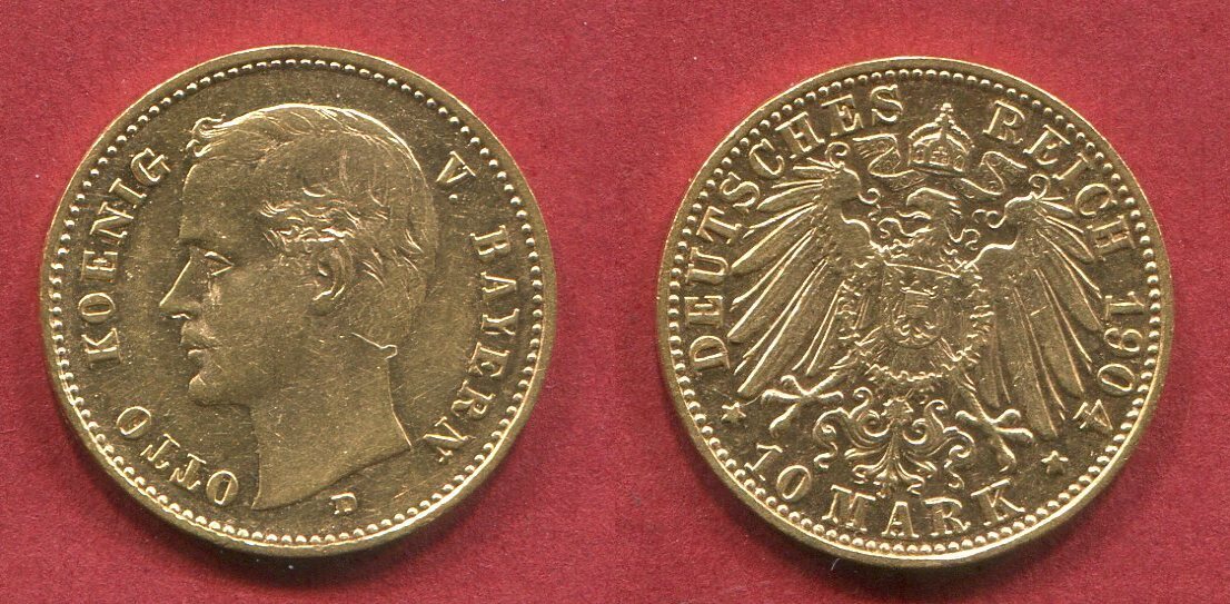 Bayern Bavaria 10 Mark 1904 D König Otto Goldmünze USA AU MA Shops